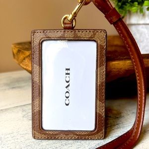 Coach coated canvas & leather ID Badge lanyard